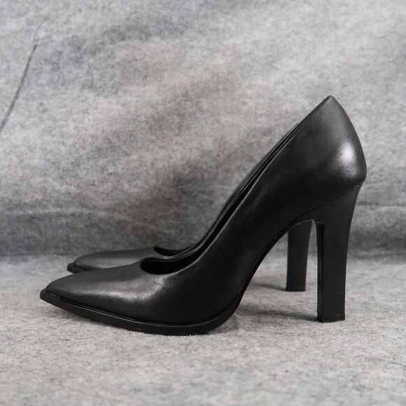 Reiss Shoes Women 38 Pump Heels Leather Pointed Toe Ada Court Career Party Black - Picture 4 of 16